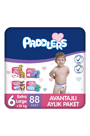 Paddlers Bebek Bezi 6 Numara X-Large 88 Adet (15+ Kg) Aylık Paket