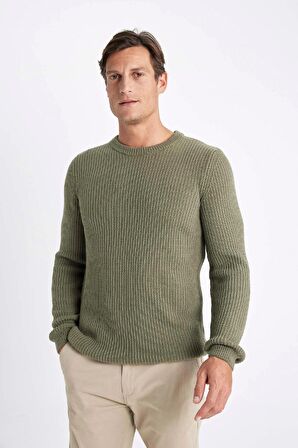 DeFacto Standart Fit Bisiklet Yaka Selanik Kumaş Kazak C8814AX24WNKH381