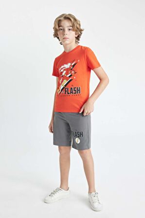 DeFacto Erkek Çocuk The Flash Pijama Takımı Kısa Kollu Üst Şort C5598A824SMOG588