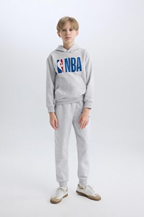 DeFacto Erkek Çocuk NBA Wordmark Gri Beli Paçası Lastikli Cepli Jogger Eşofman Altı D4259A824WNGR400