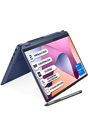 LENOVO IdeaPad Flex 5/Ryzen 5 7430U/8GB RAM/512GB SSD/14"/W11/Laptop Mavi 82XX00D2TX