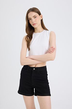 DeFacto Normal Bel Katlamalı Paça Jean Şort A1959AX25SMNM40