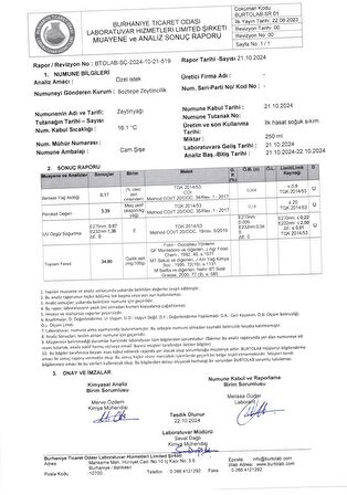  Anne Bebek Çocuk Erken Hasat Natürel Sızma Zeytinyağı Soğuk Sıkım Filtresiz 0,17 Asit 250 ML