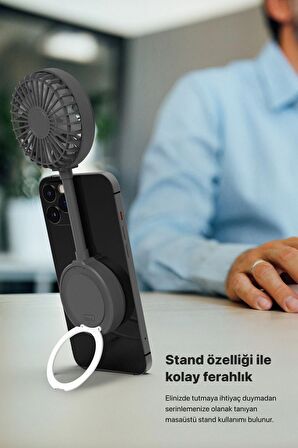 Manyetik Fan Şarj Edilebilir 3 Kademeli 5800 RPM Mıknatıslı MagSafe Telefon Vantilatörü Beyaz X6104