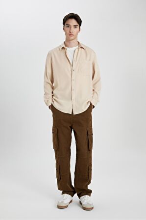 DeFacto Baggy Fit Kargo Cepli Geniş Kalıp Normal Bel Geniş Paça Pantolon B5906AX24SPBN303