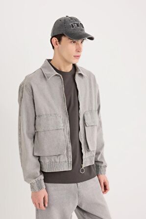 DeFacto Relax Fit Fermuarlı Cepli Jean Ceket C3414AX24AUNM55