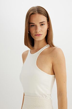 DeFacto Slim Fit Dar Kesim Halter Yaka Basic Düz Atlet C9248AX24SMWT32