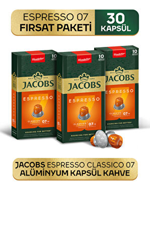 Jacobs Espresso 7 Classico Nespresso Uyumlu Alüminyum Kapsül Kahve 10 Adet X 3 Paket
