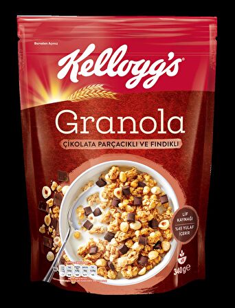 Kellogg's 4lü Granola Paketi,Çikolata Parçacıklı&Fındık,Klasik,Meyveli,Antep Fıstıklı&Beyaz Çikolata