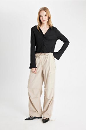 DeFacto Coool Paraşüt Poplin Pantolon Basic Düz Cepli Beli Lastikli A6266AX24AUBG191