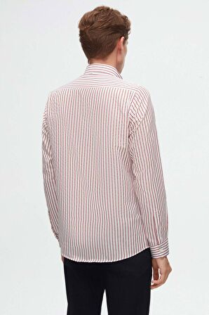 Ds Damat Slim Fit Kırmızı Çizgili Gömlek 6HC02ORT10265