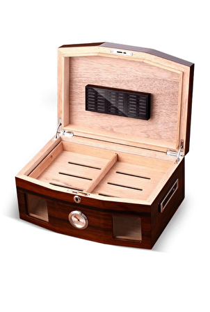 İtalyan Sediri 2 Katlı Camlı Özel Humidor Puro Kutusu rd18