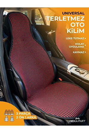 Meka Part Oto Koltuk Koruyucu Kılıf 3 Parça Universal Kırmızı Siyah 2+1 %100 Pamuk