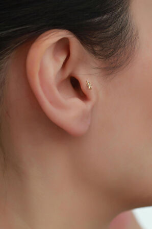 14 Ayar Altın Taşlı Yıldız Tragus