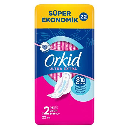 Orkid Ultra Ekstra Uzun 22 Adet Süper Ekonomik Paket Hijyenik Ped