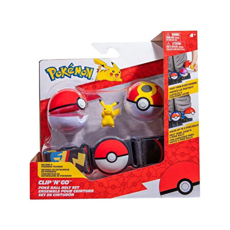 POK 98583-R Pokemon Clip 'N' Go Pokeball Kemer ve Figür Seti Pikachu