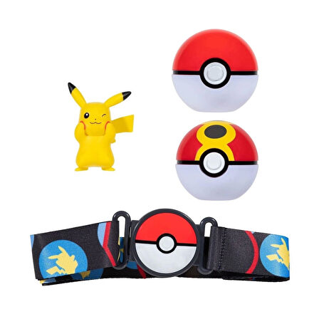 POK 98583-R Pokemon Clip 'N' Go Pokeball Kemer ve Figür Seti Pikachu