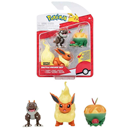 POK 95155-L Pokemon Battle 3'lü Figür Seti Seri -Necotoys