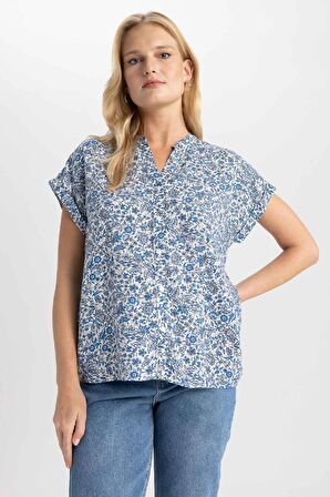 DeFacto Regular Fit Bisiklet Yaka Kısa Kollu Gömlek I6173AZ23SMBE503