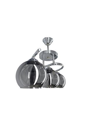 Fuji Krom 3'lü Füme Camlı Avize | Kaliteli Modern Metal Avize