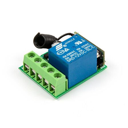 12V 10A 433MHz 1 Kanallı Kablosuz RF Alıcılı Röle Modülü (Kutulu)