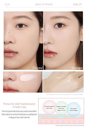Uzun Süre Kalıcı Ton Eşitleyici Görünüm Sunan Makyaj Bazı Clio Wake Up Primer Tone Up