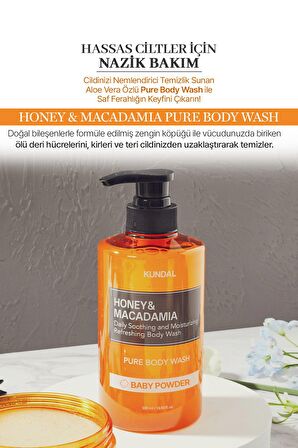 Yoğun Nemlendirici Vücut Yıkama Jeli Kundal Honey&Macadamia Pure Body Wash 500ml (Baby Powder)