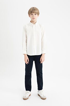 DeFacto Erkek Çocuk Polo Yaka Dokulu Uzun Kollu Gömlek D7772A825SMER110