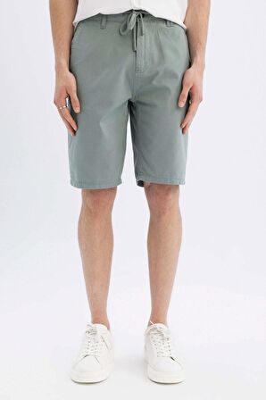 DeFacto Regular Fit Düz Paça Gabardin Bermuda Şort C5397AX24SMGN1129