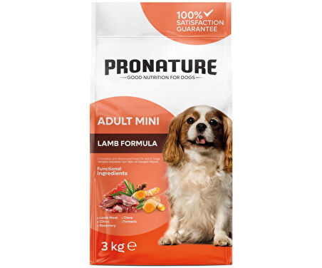 Pronature Kuzulu & Pirinçli Küçük Irk Yetişkin Köpek Maması 3 Kg