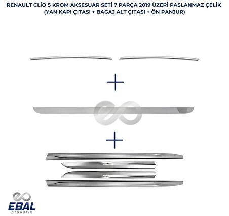 Renault Clio 5 Krom Aksesuar Seti  2019 Model Ve Sonrası P.Çelik