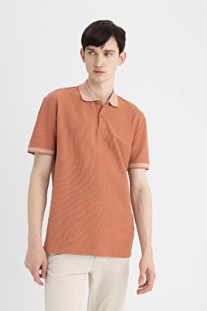 DeFacto New Regular Fit Polo Yaka Waffle Kısa Kollu Basic Düz Tişört B4508AX24SPOG604