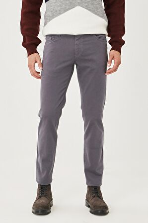 Erkek Antrasit Slim Fit Dar Kesim Pamuklu Esnek Chino Pantolon