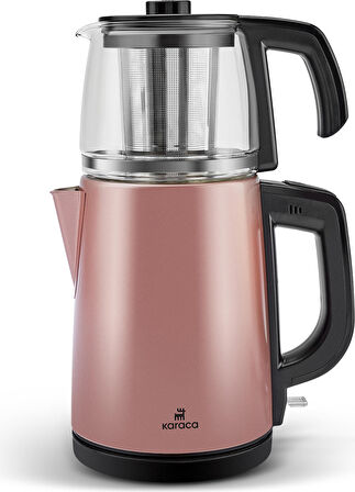Karaca Tea Glass 2 In 1 Çelik Çay Makinesi Ve Kettle Rosegold