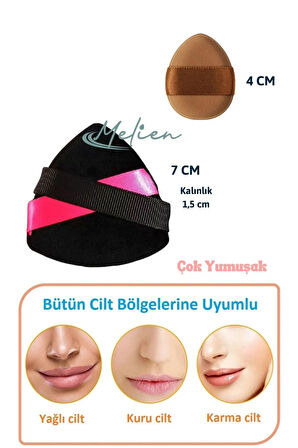 1ad Üçgen Ve 1ad Mini Kozmetik Pudra Parmak Yüz Makyaj Göz Altı Kapatıcı Kuru Islak Bez Süngeri Seti