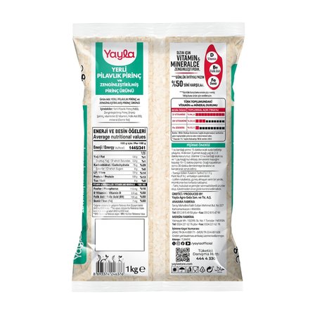 Yayla Yerli Pilavlık Pirinç ve Zenginleştirilmiş Pirinç Ürünü (D+B9+Fe) 1 kg x16