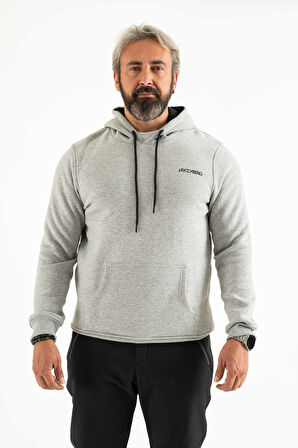 Longberg Erkek 3 İplik Şardonlu Kapüşonlu Basic Sweatshirt