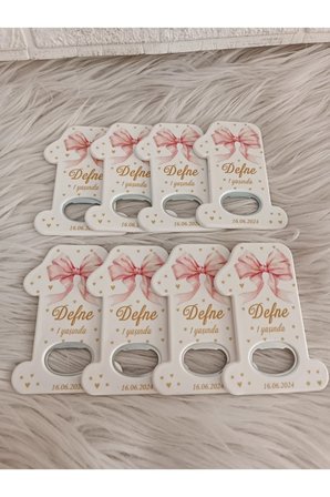 20 adet pembe fiyonklu 1 rakamlı açacak magnet doğum günü yenidoğan hediyelikleri