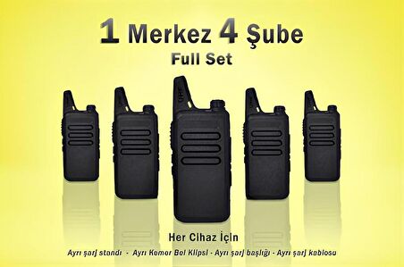 Çaycı Telsizi 1 Merkez 4 Şube Kulaklık Hediyeli Full Set