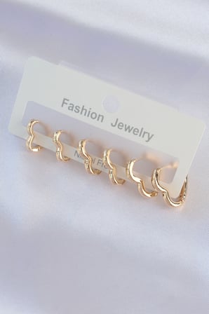 Pirinç Gold Renk Kalp Model Küpe Seti 5886