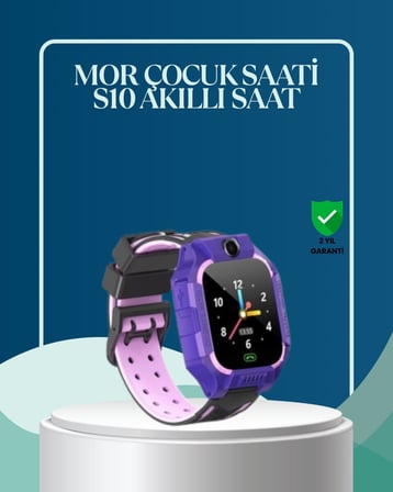 S10 Mor Çocuk Takip Saati Elektronik Bariyer ve Sesli Mesaj Destekli