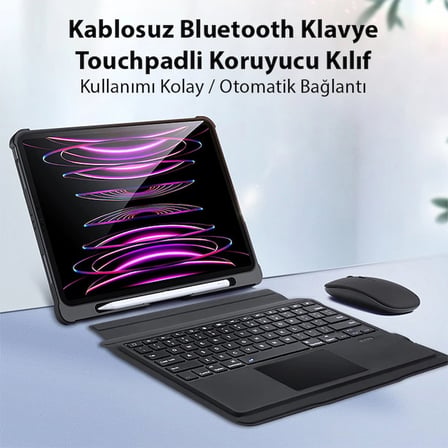 Dux Ducis iPad Pro 12.9 2022/2021/2020 SK Series Kablosuz Bluetooth Klavye Touchpad 