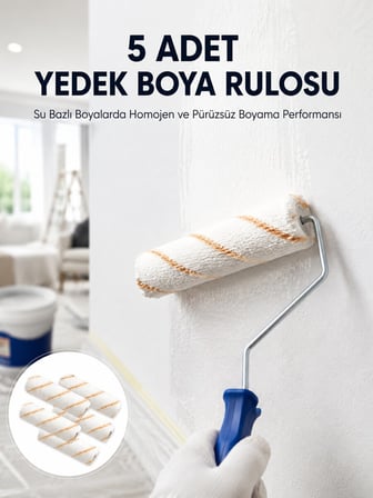5’li Mini Rulo Boya Seti Duvar Tavan Emülsiyon Uygulama