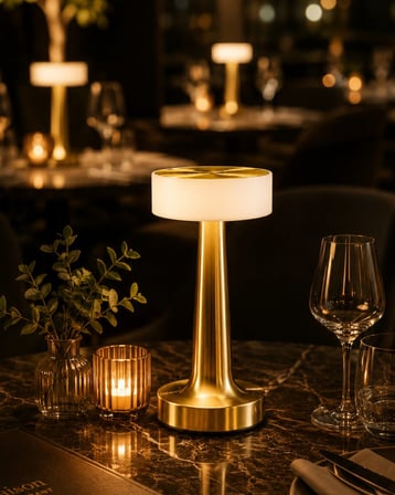 Şarjlı Gold Mantar Masa Lambası Dimmer Ayarlı Kablosuz LED Lamba