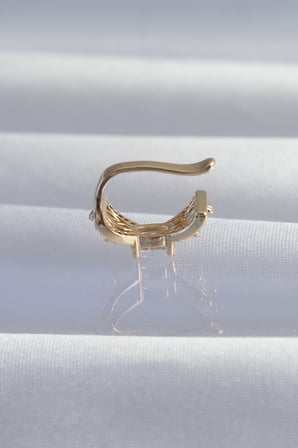 Pirinç Gold Renk Zirkon Taş Kaplama Earcuff Küpe 5886