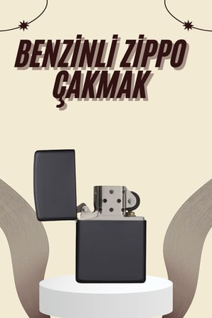 Çakmak Parlak Siyah Benzinli Çakmak Cep Boy Doldurulabilir