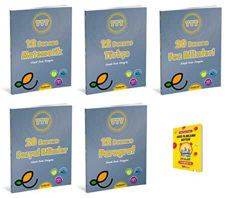 Endemik TYT Matematik Fen Türkçe Sosyal ve Paragraf 5li Denemeleri + Planlama Defteri