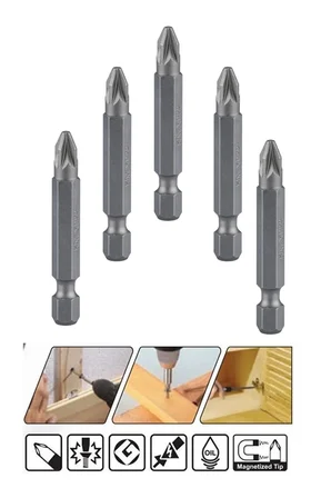 5 ADET - Pz1 Boy= 50 Mm BİTS UÇ- ŞARJLI ELEKTRİKLİ MATKAP VİDALAMA APARATI