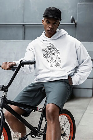 Kadın Tasarım Baskılı Unisex Oversize Hoodie