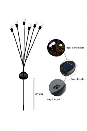 2 Adet & 8li Renkli Led Güneş Enerjili Solar Dekoratif